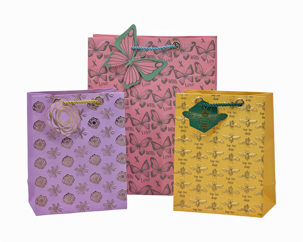 bulk 24 Xlarge Foiled Luxury Garden Gift Bag 3 Assort 42cm