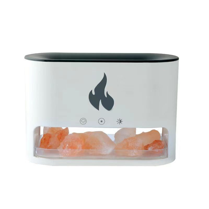 Himalayan Salt Stone Flame Aroma Diffuser & Humidifier - 7 Light Options, Ultrasonic, Auto Shut-Off(white)