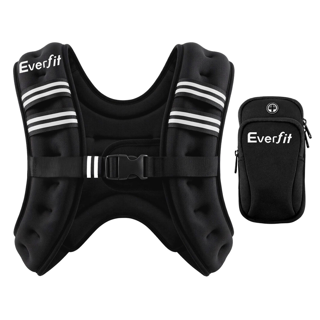 Everfit 3kg Weighted Vest Men Women, Reflective Running Vest with Armband Pouch