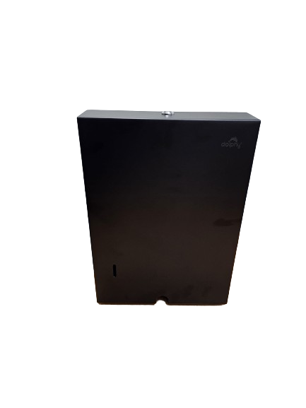 Dolphy Secure Lock Paper Towel Dispenser – Wall Mounted Black Cold-Rolled Stainless Steel – Key Lock & Viewing Window