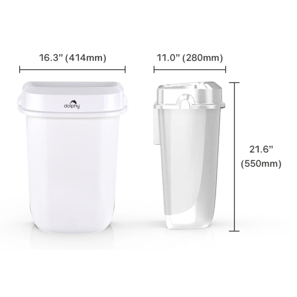 Dolphy Plaza Waste Bin 32L – Durable Polypropylene Rubbish Bin with Leak-Proof Design – White