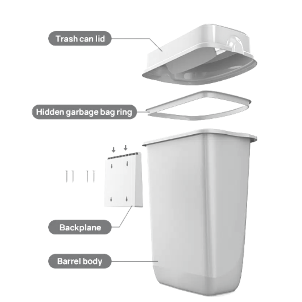 Dolphy Plaza Waste Bin 32L – Durable Polypropylene Rubbish Bin with Leak-Proof Design – White
