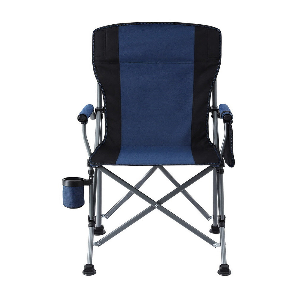 Navy blue folding seat, supplied with a carry bag.