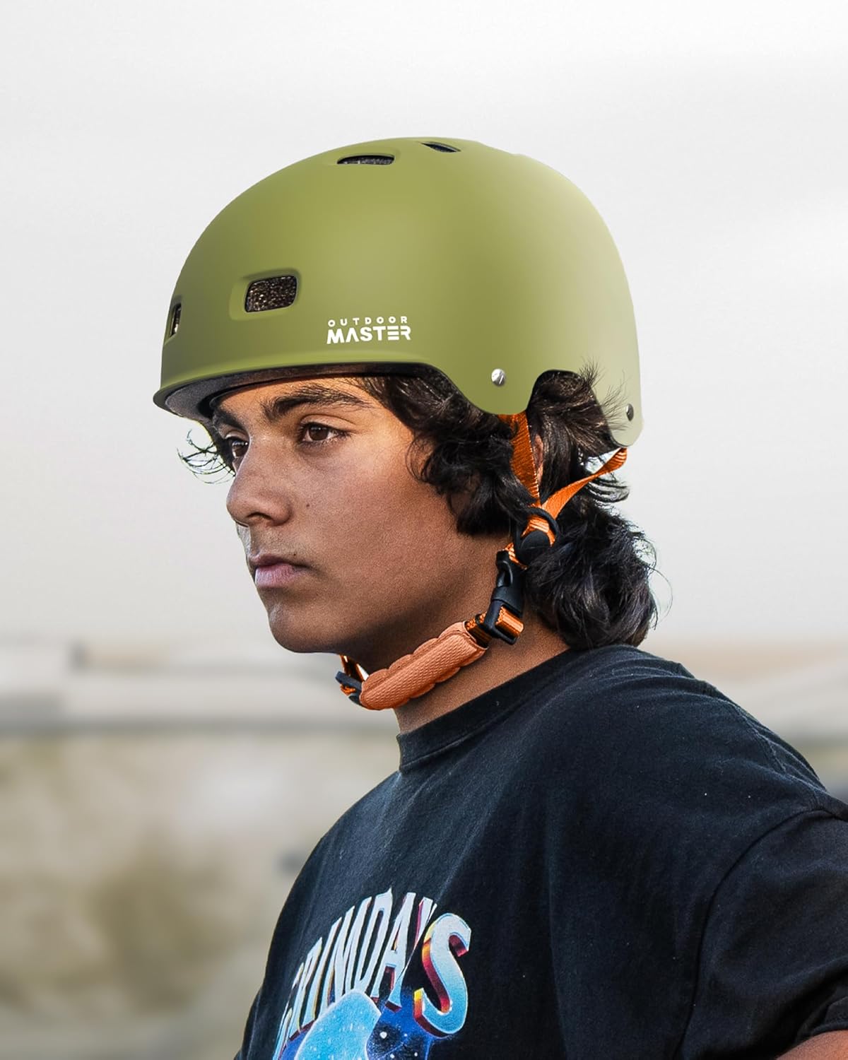 OutdoorMaster Skateboard Bike Helmet for Adults &Youth - Multi-Sport Certified Impact Resistant with 2 Removable Liners & Ventilation for Scooter-Matte Adventure Green- Skating-White-Medium