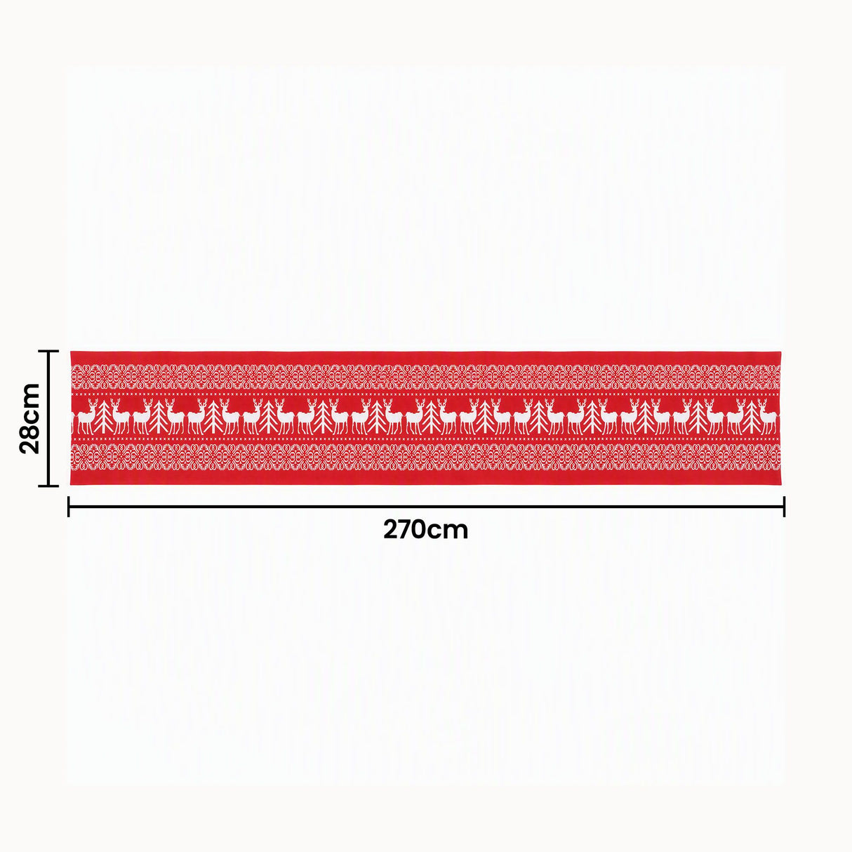 Jingle Jollys Christmas Table Runner Reindeers 270x28CM Dining Party Decor Red