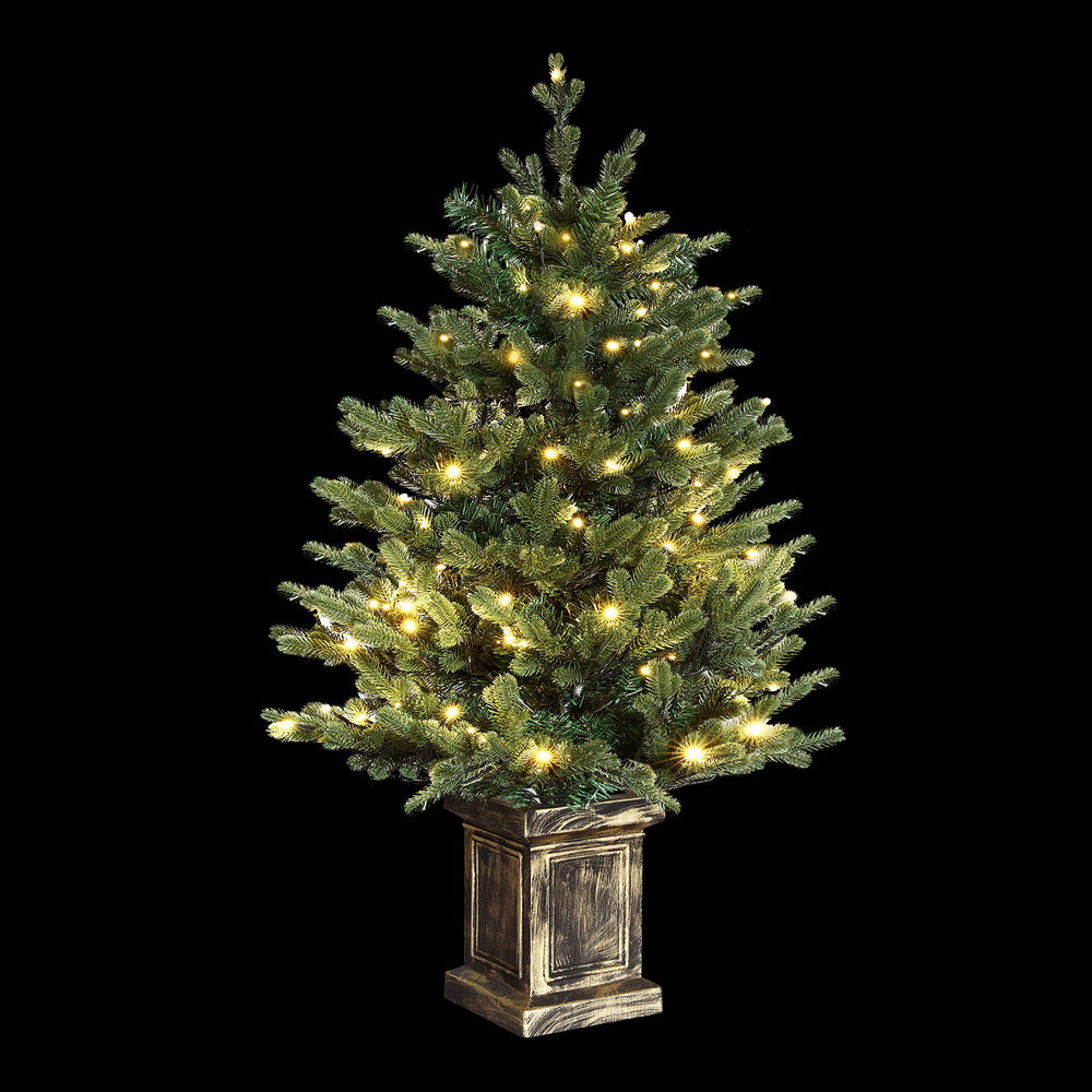 Another view of the 1.2m potted LED tree, arriving pre-lit.