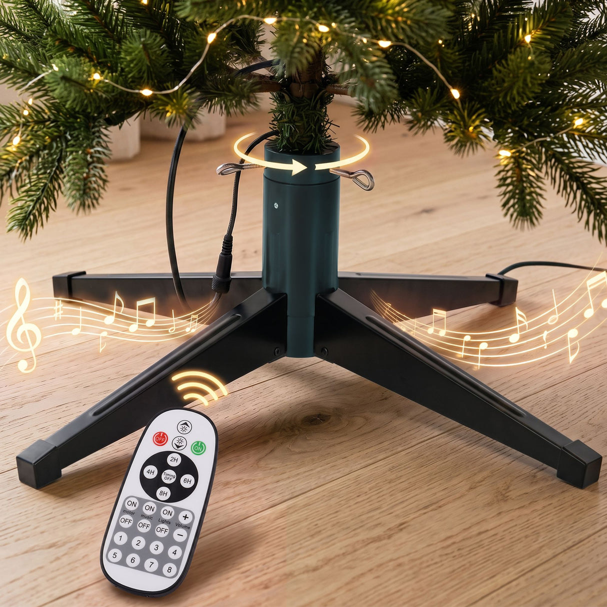 Jingle Jollys Christmas Tree Stand 360° Rotating for Xmas Tree Up to 2.7M with Remote Control