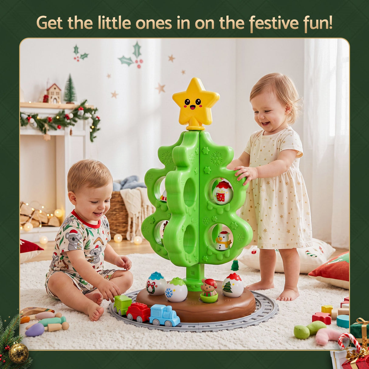 Jingle Jollys Toddler First Christmas Tree Mini Xmas Tree Toy Set with Train