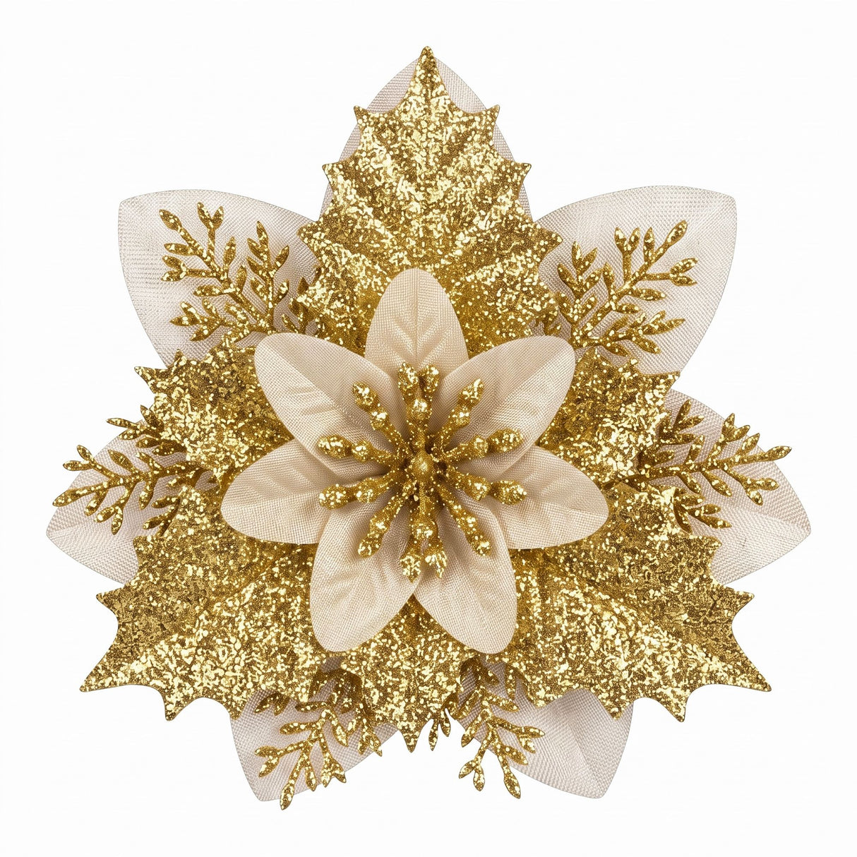 Jingle Jollys 10Pcs Christmas Tree Flower Set Garland Wreath Poinsettia Decorations