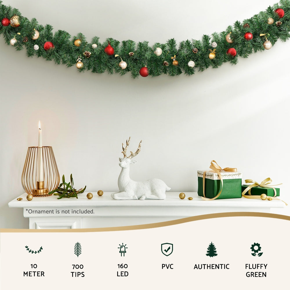 The 10m pre-lit garland shown again, for indoor or outdoor use.