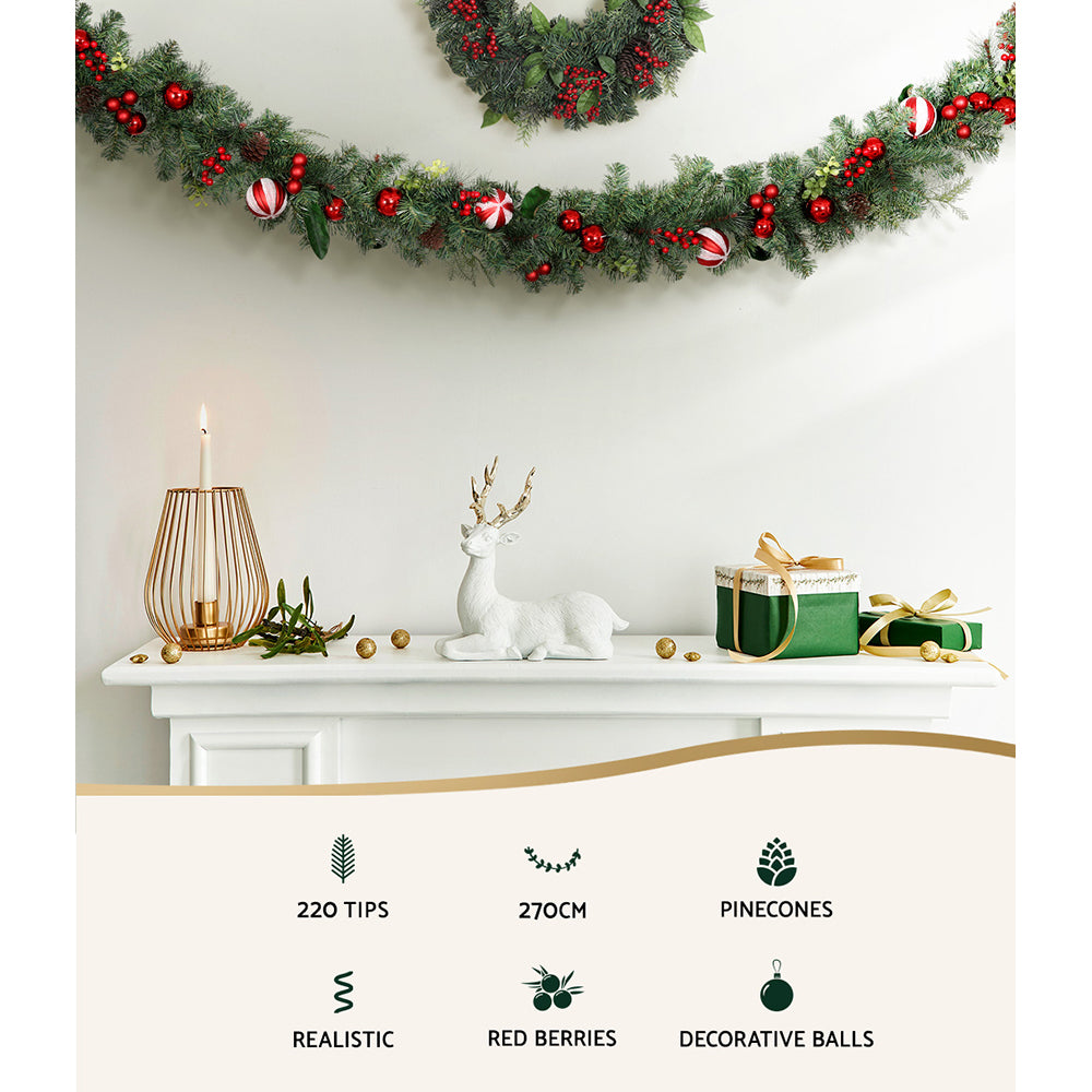The 2.7m decorated garland shown again, for indoor or outdoor use.