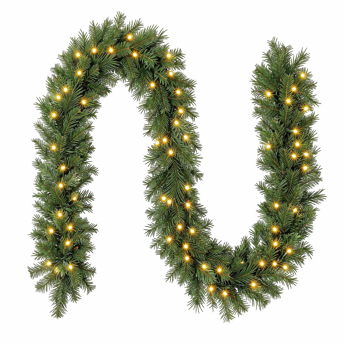 Pre-lit Christmas garland 2.7 metres long with 200 tips and eight LED modes.