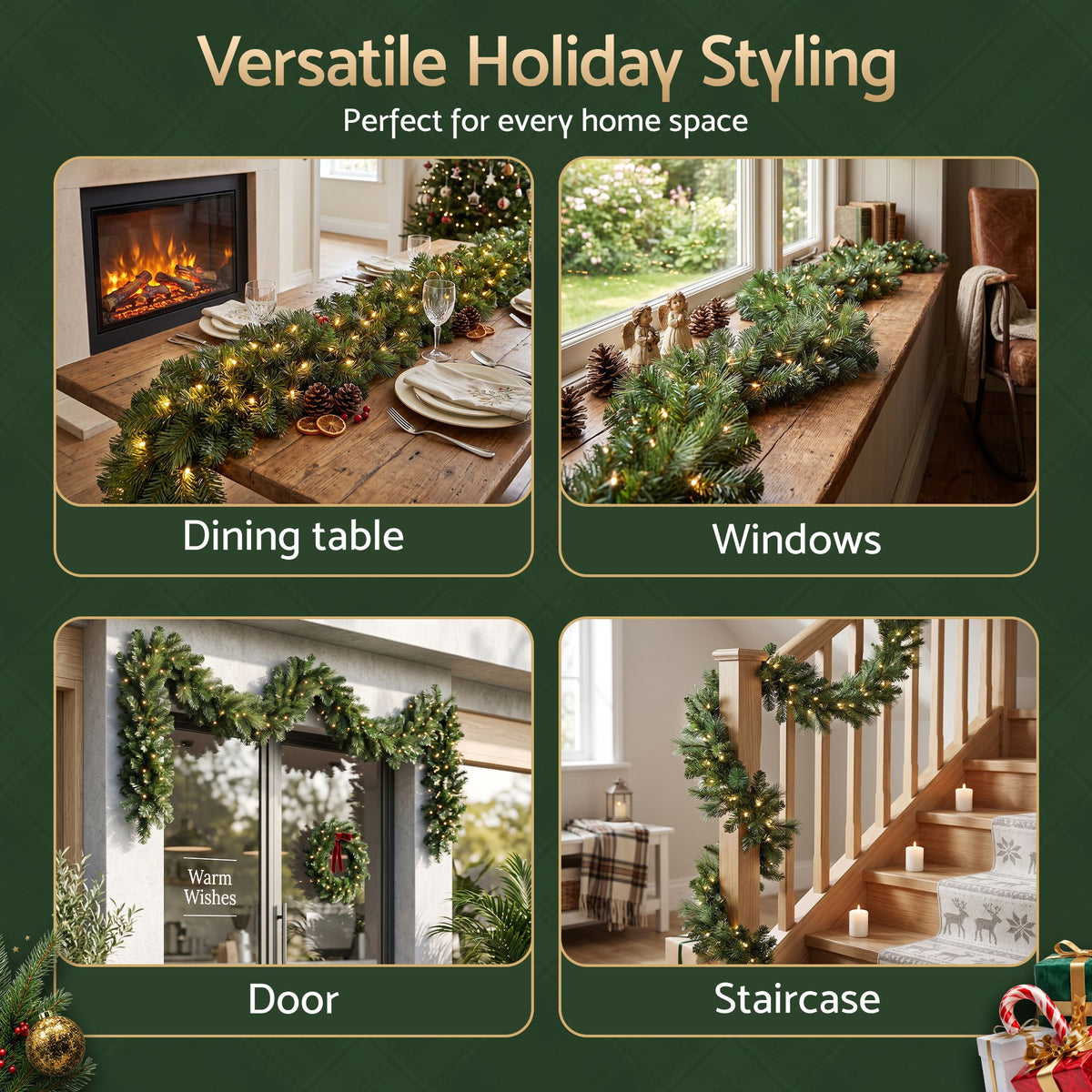 The 2.7m pre-lit garland shown again, with a built-in timer.