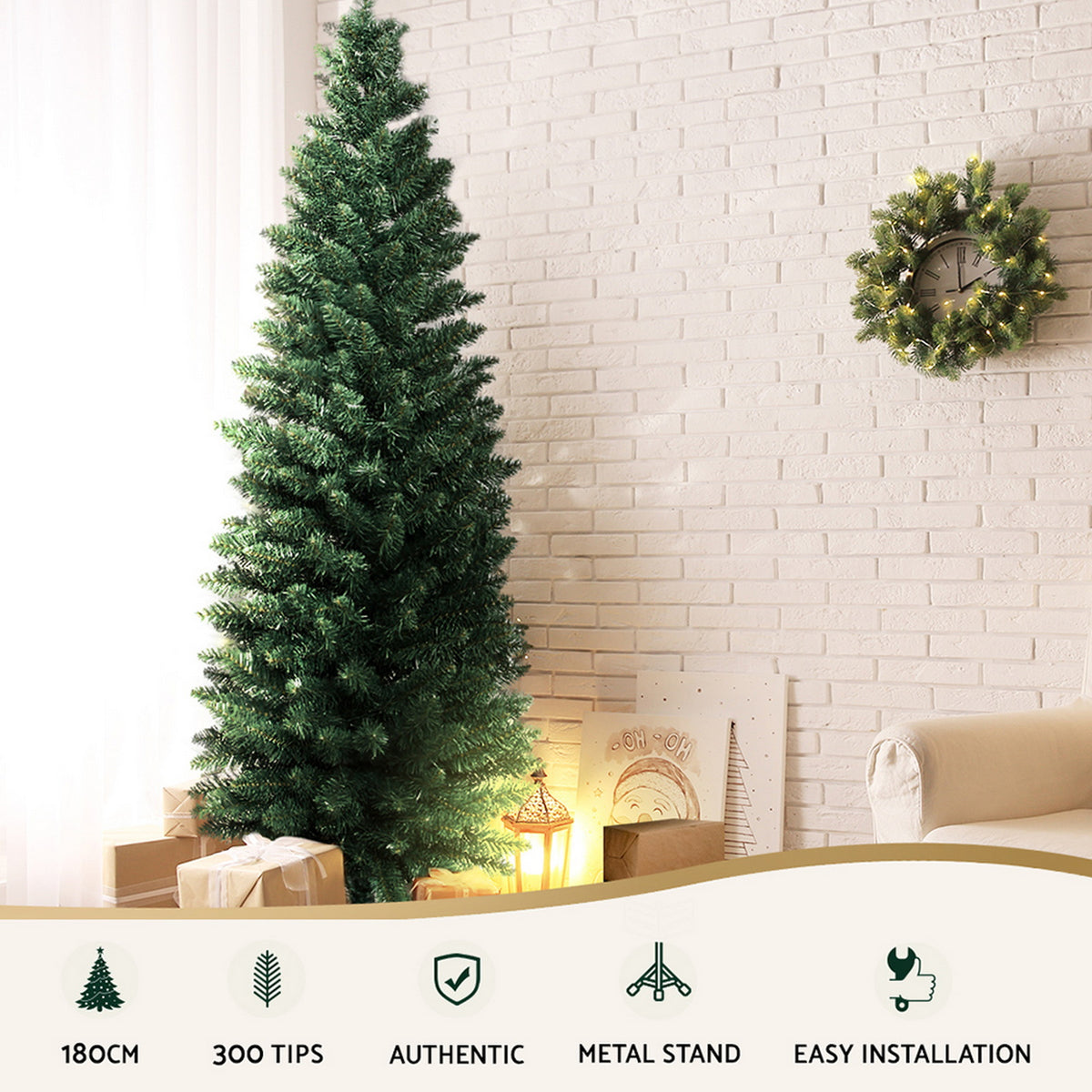 Jingle Jollys 1.8m green Christmas tree with 300 tips