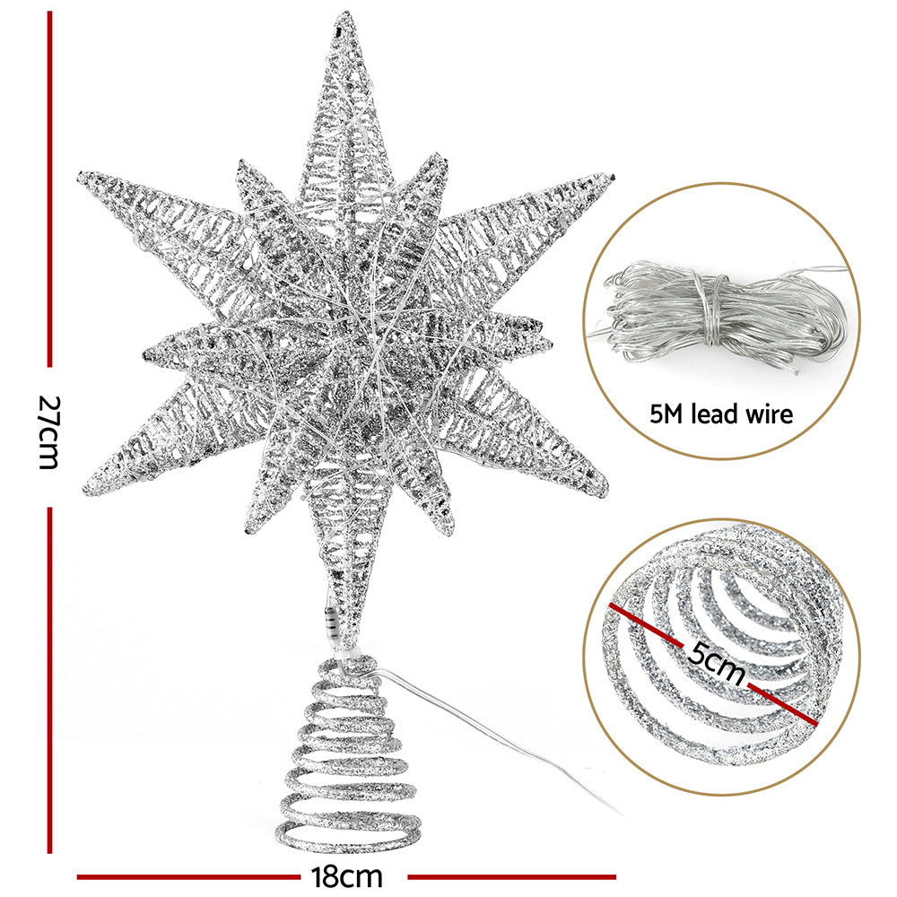 Another view of the LED star tree topper, with a built-in timer.