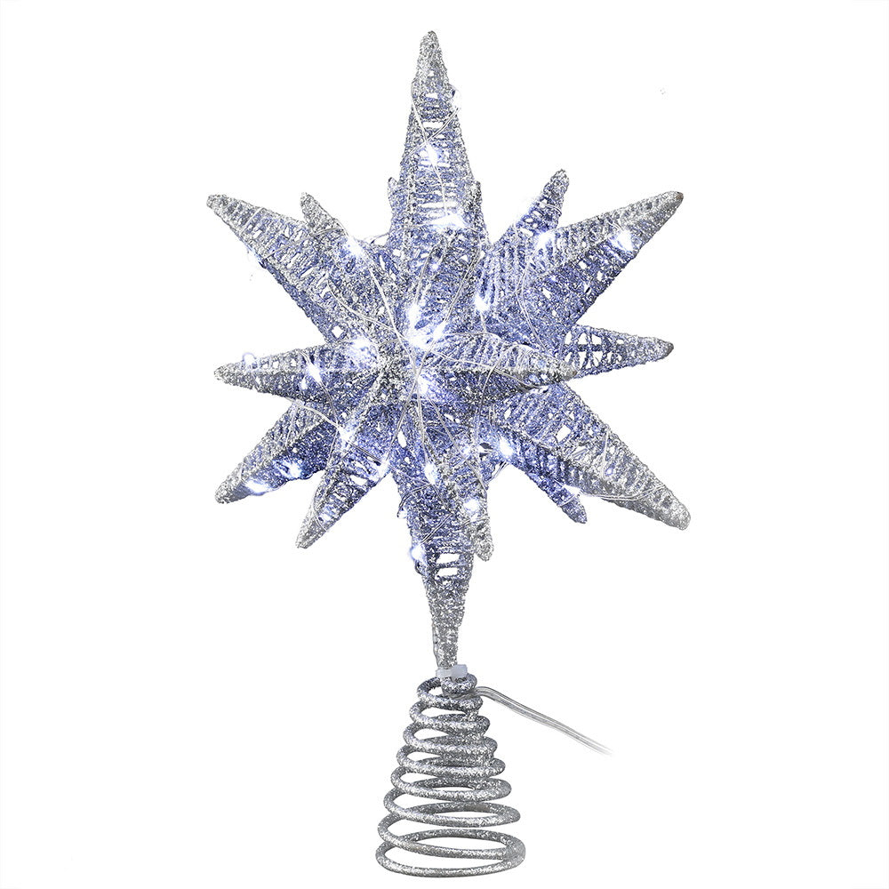 Another view of the LED star tree topper, for indoor or outdoor use.