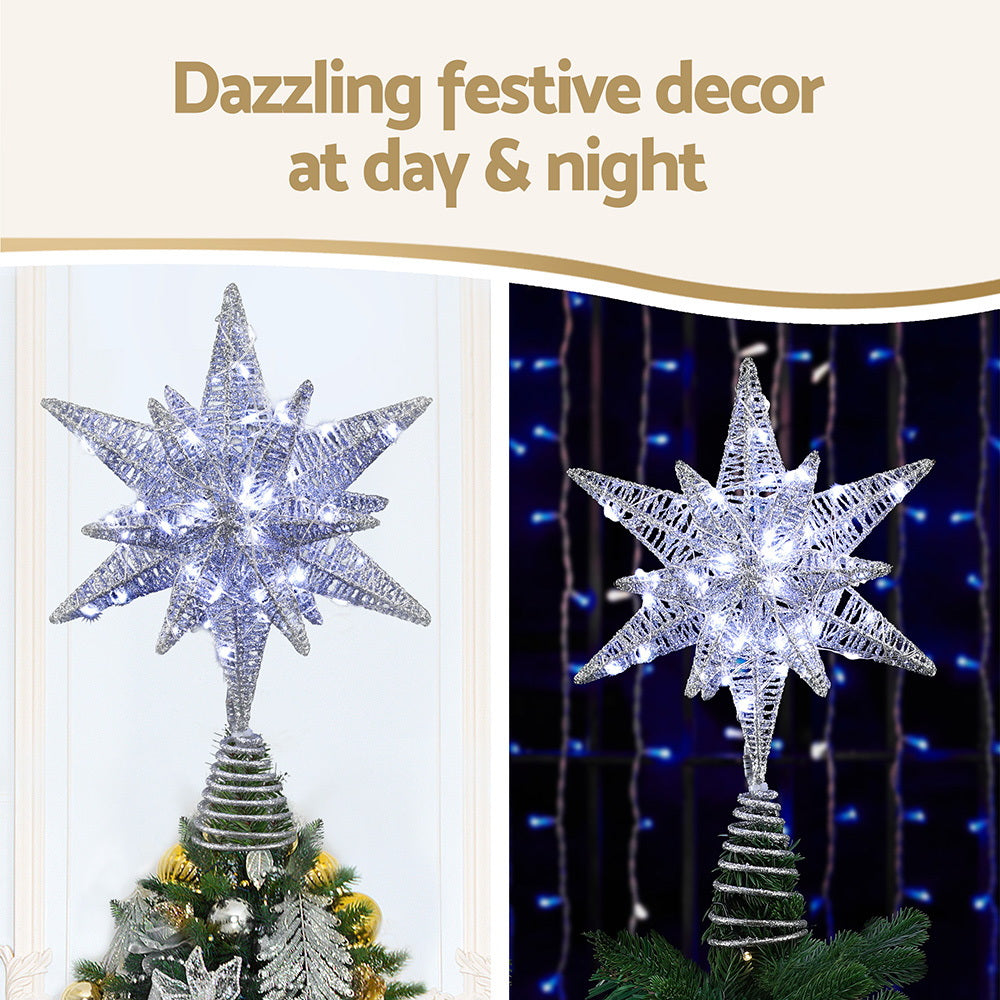 The LED star tree topper shown again, with a built-in timer.