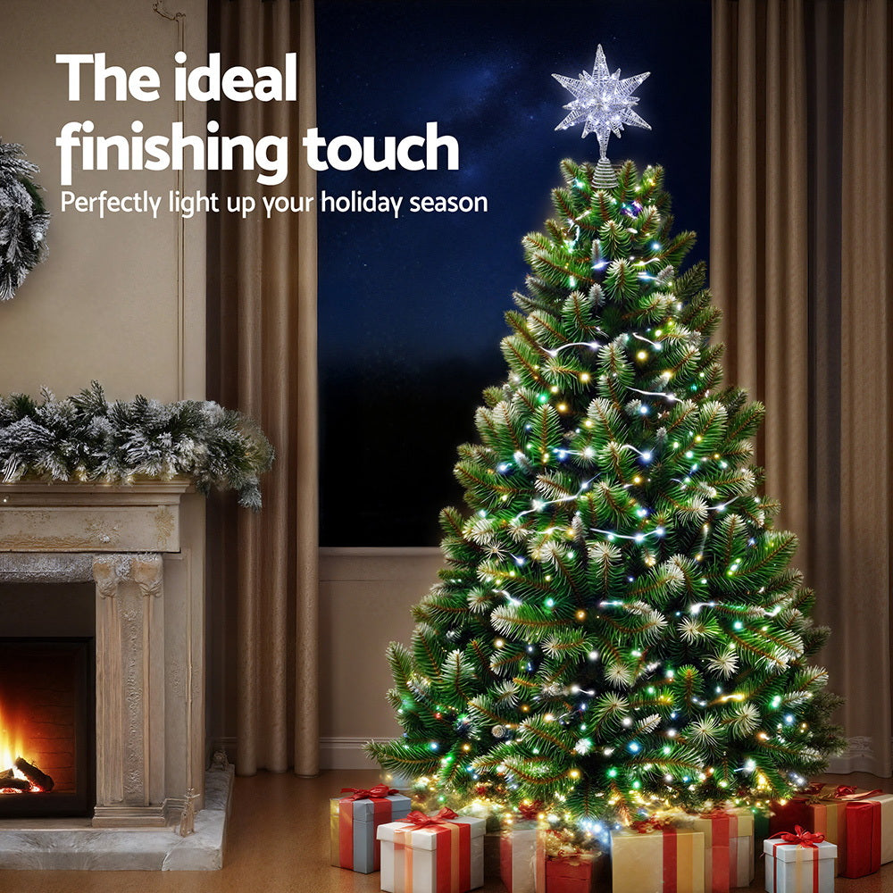 LED star tree topper, with a built-in timer.