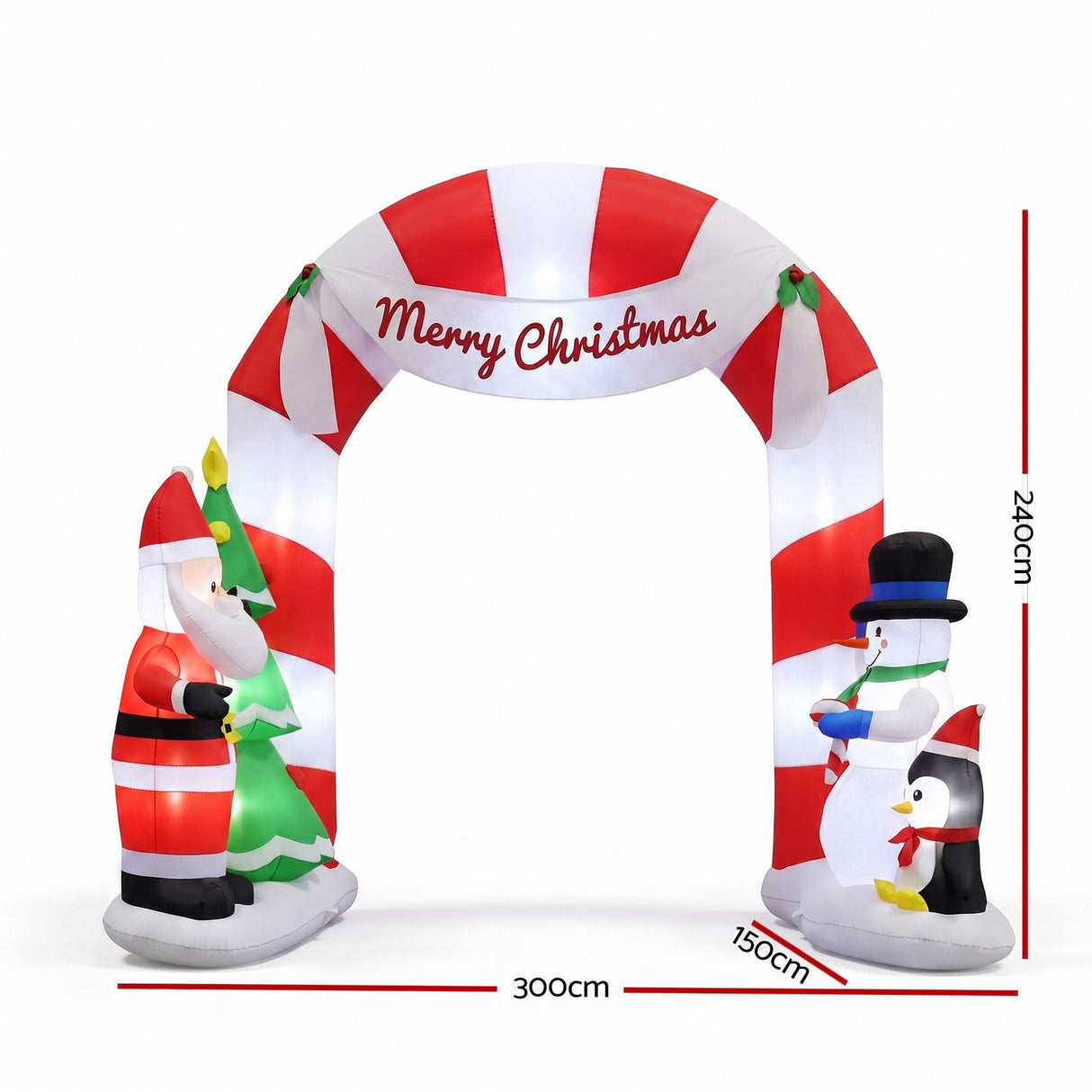 Jingle Jollys Christmas Inflatable Archwary Santa 3M Illuminated Decorations