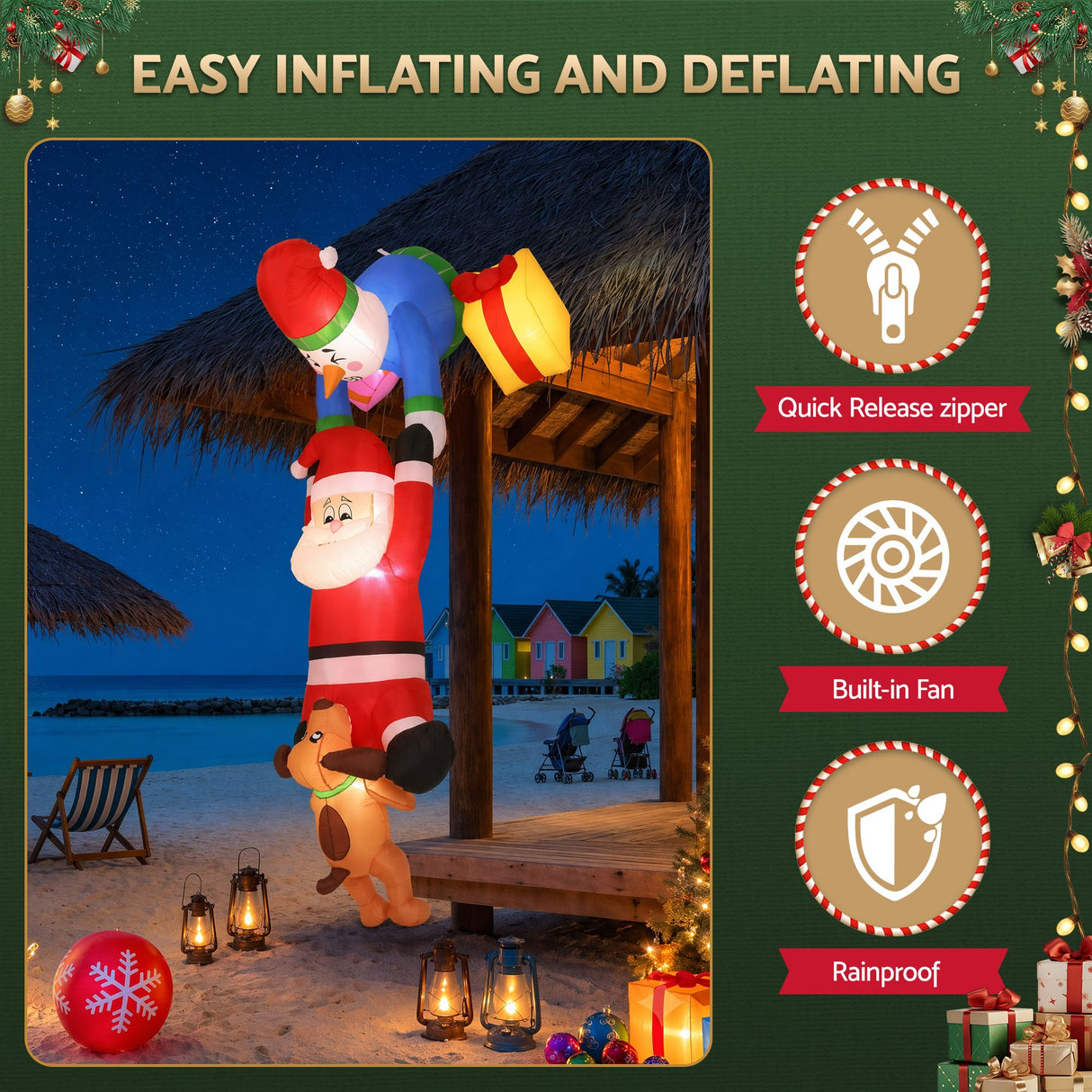 Jingle Jollys Christmas Inflatable Climbing Santa 3.5M Height LED Decorations Illuminated - Shoppers Spot Occasions > Christmas > Outdoor Decorations & Lights - Alternate view 8