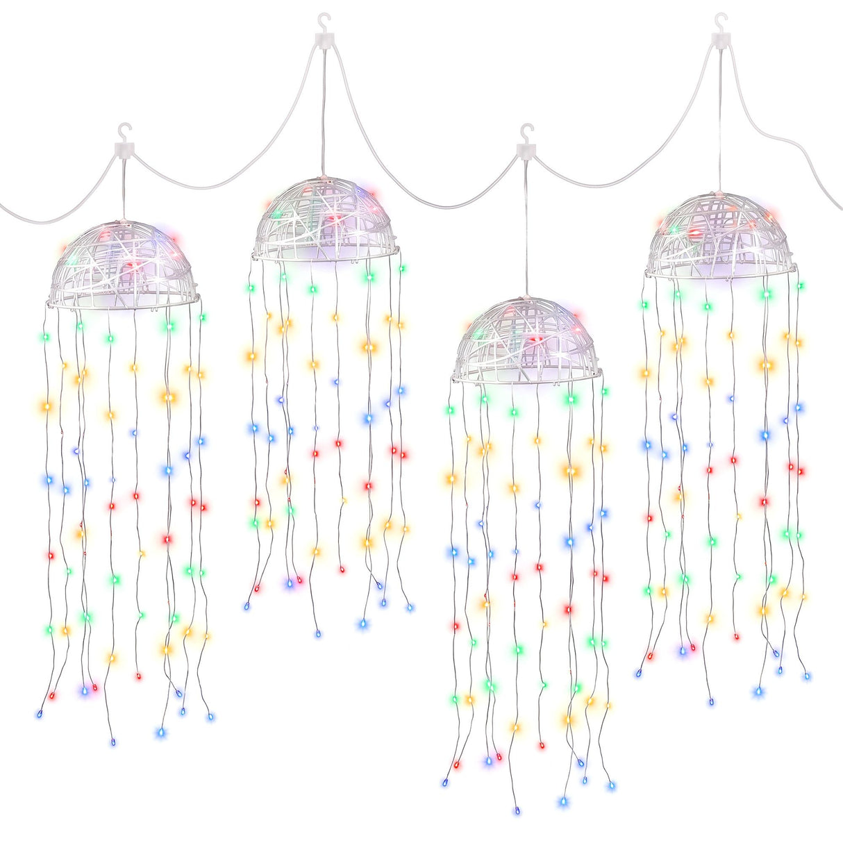 Jingle Jollys Christmas Lights Solar Jellyfish 4Pcs Garden Decorative Multi-Color