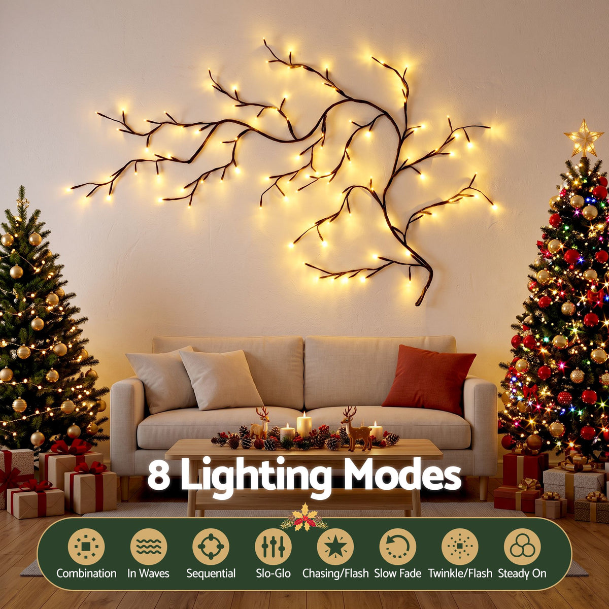 Another view of the willow vine branch lights, for indoor use.