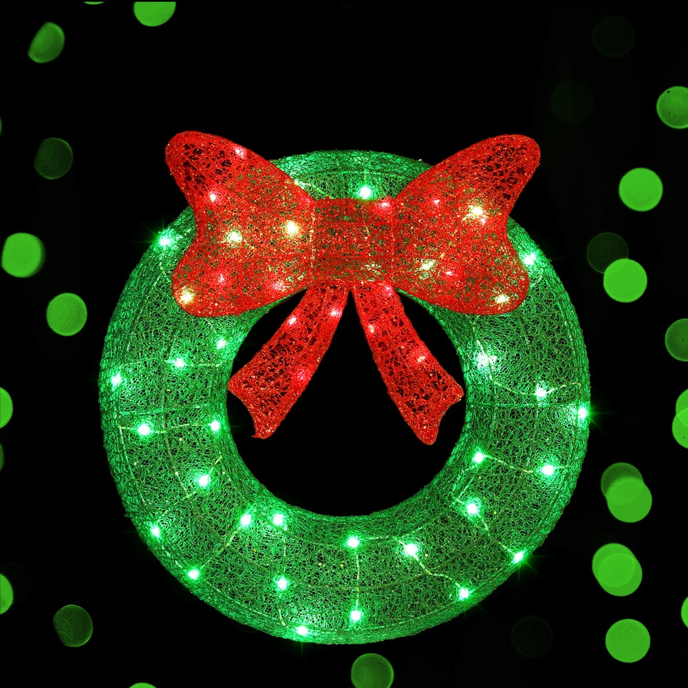Jingle Jollys Christmas Lighted Wreath Solar Powered Indoor Outdoor Decoration