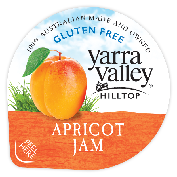 Yarra Valley Hilltop apricot jam 16g portion cup
