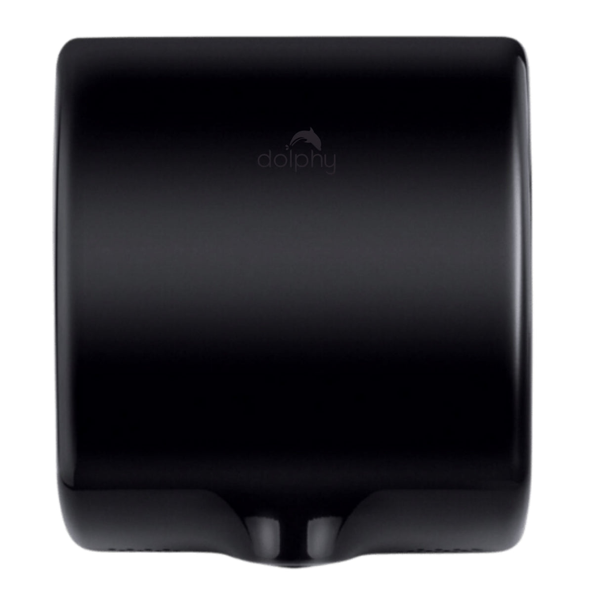 Dolphy Tornado touchless hand dryer in black stainless steel, straight-on front view