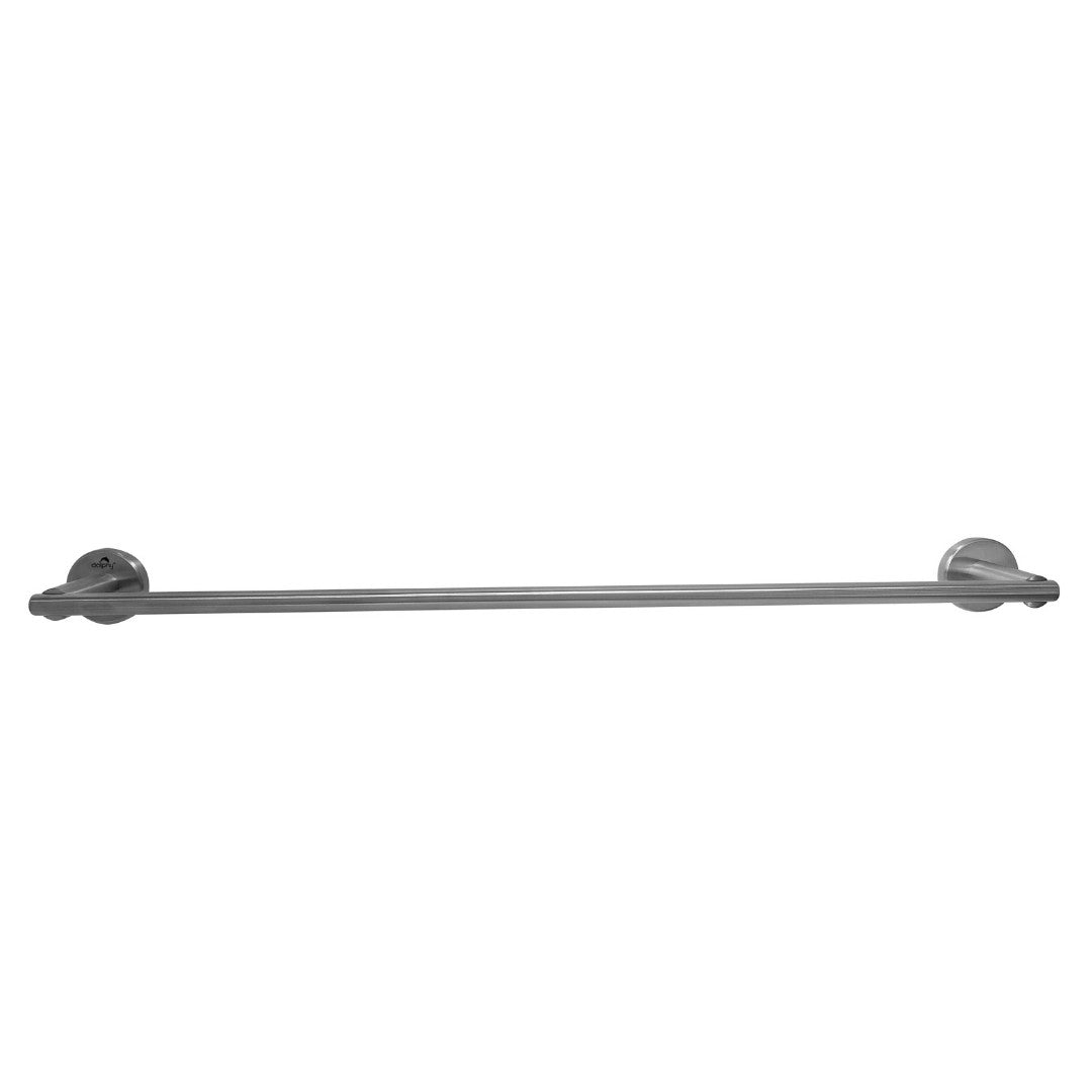 Dolphy 600 mm single towel rail, front view showing both round wall mounts