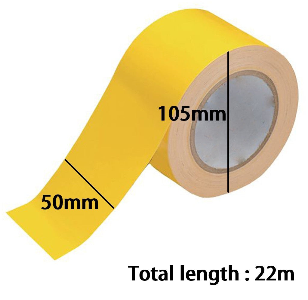 Dolphy yellow floor marking tape: 50 mm wide, 105 mm roll, 22 metre length