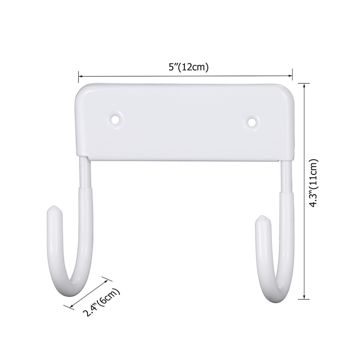 Dolphy white ironing board hanger dimensions: 12 cm wide, 11 cm high, 6 cm deep hooks