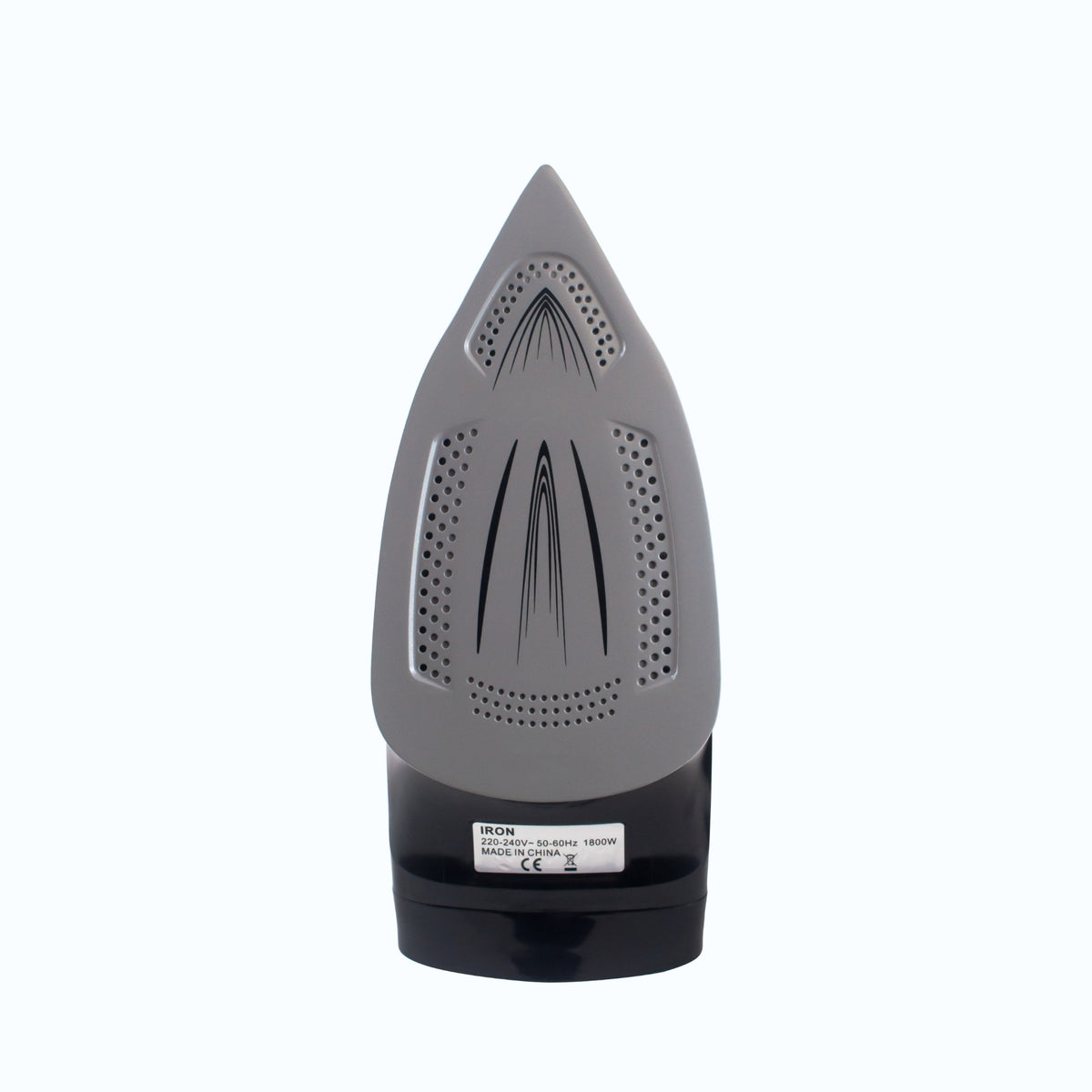 Dolphy black steam iron soleplate with steam holes, seen from below