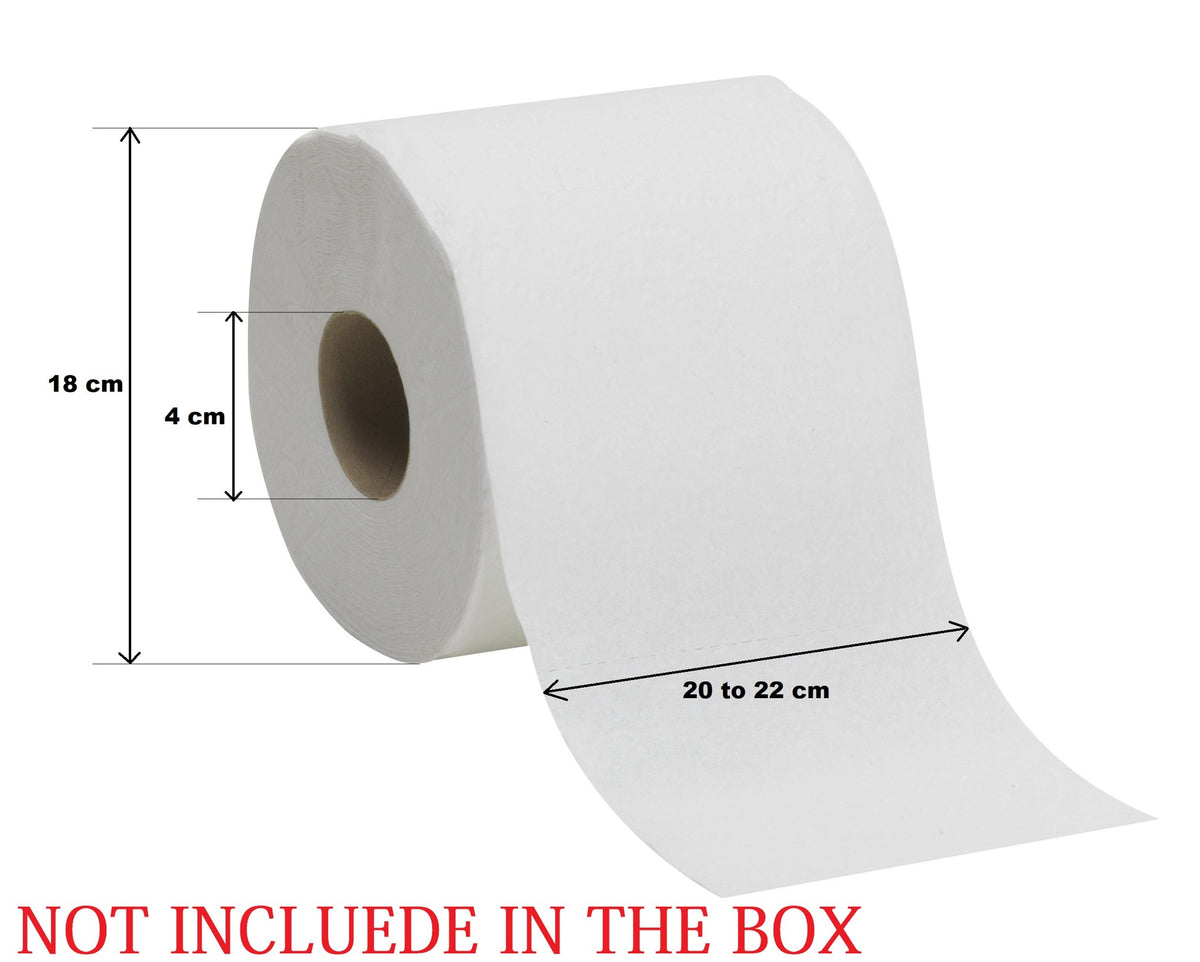 Paper roll size for the Dolphy auto-cut dispenser: 18 cm diameter, 20 to 22 cm wide, 4 cm core (roll not included)