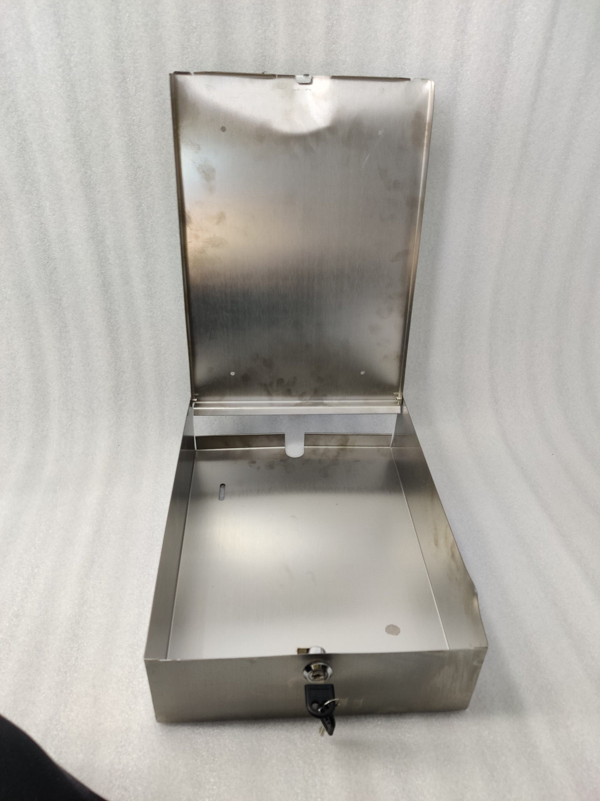 Dolphy stainless steel towel dispenser with the front cover opened