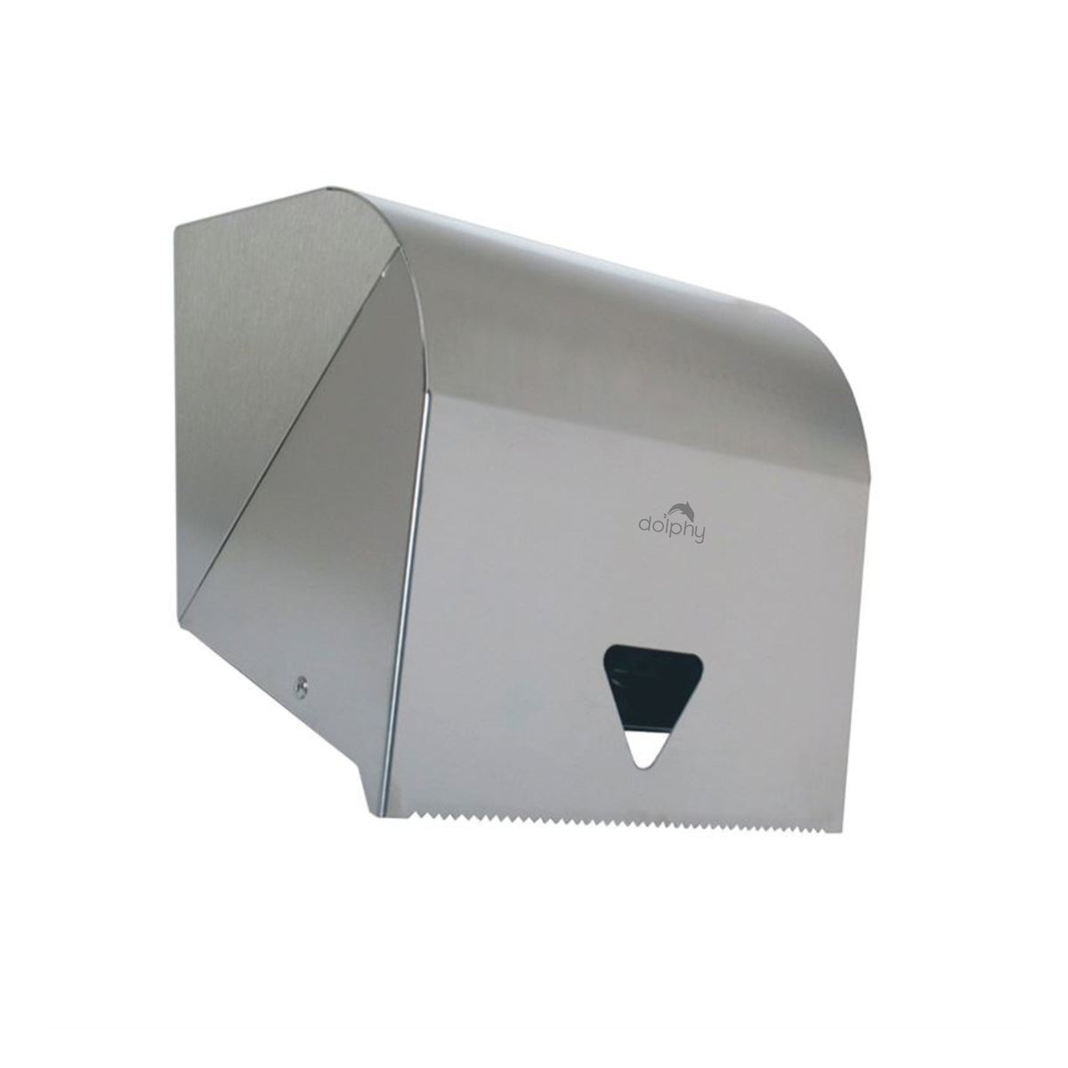 Dolphy silver lockable paper towel dispenser, left angle view