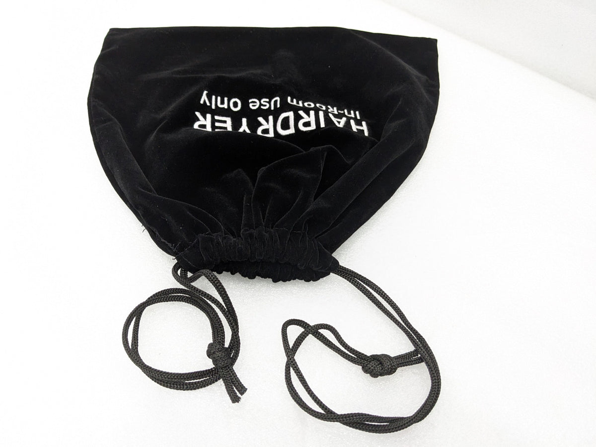 Dolphy velvet hair dryer bag, open drawstring top
