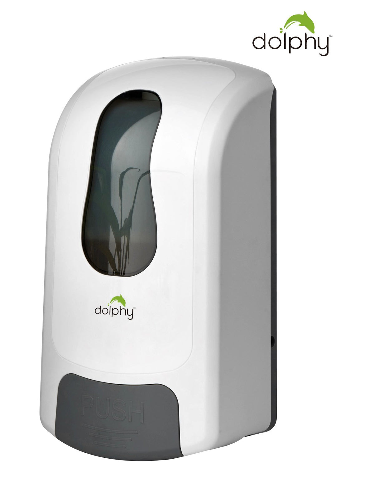 Dolphy white 1000ml manual soap dispenser, angled view