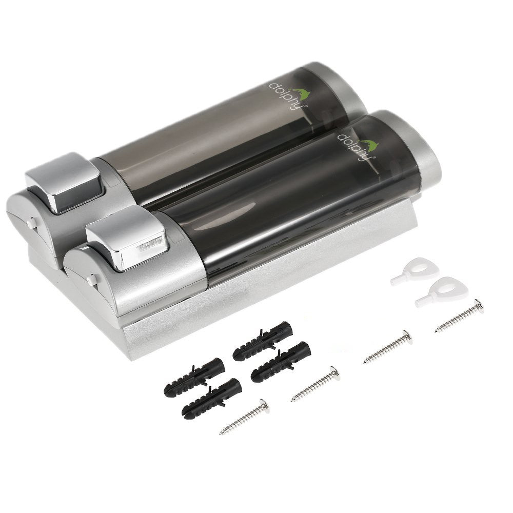Dolphy double soap dispenser with keys, screws and wall plugs
