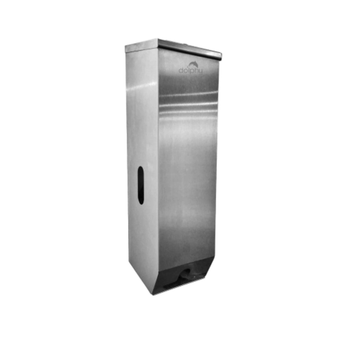 Dolphy triple roll stainless steel toilet paper dispenser, angled view