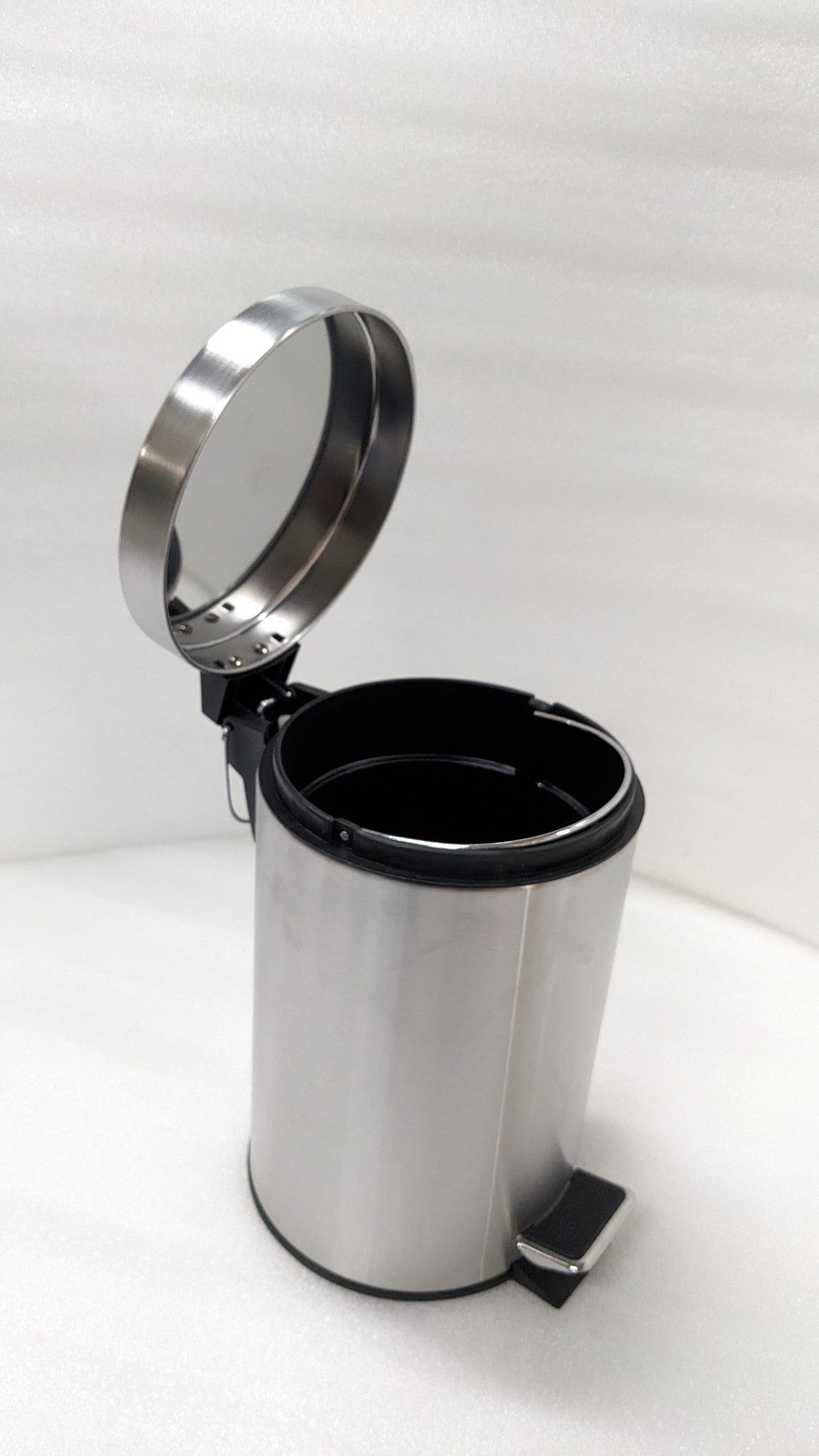 Dolphy 3L pedal bin with the lid open, showing the black inner bucket