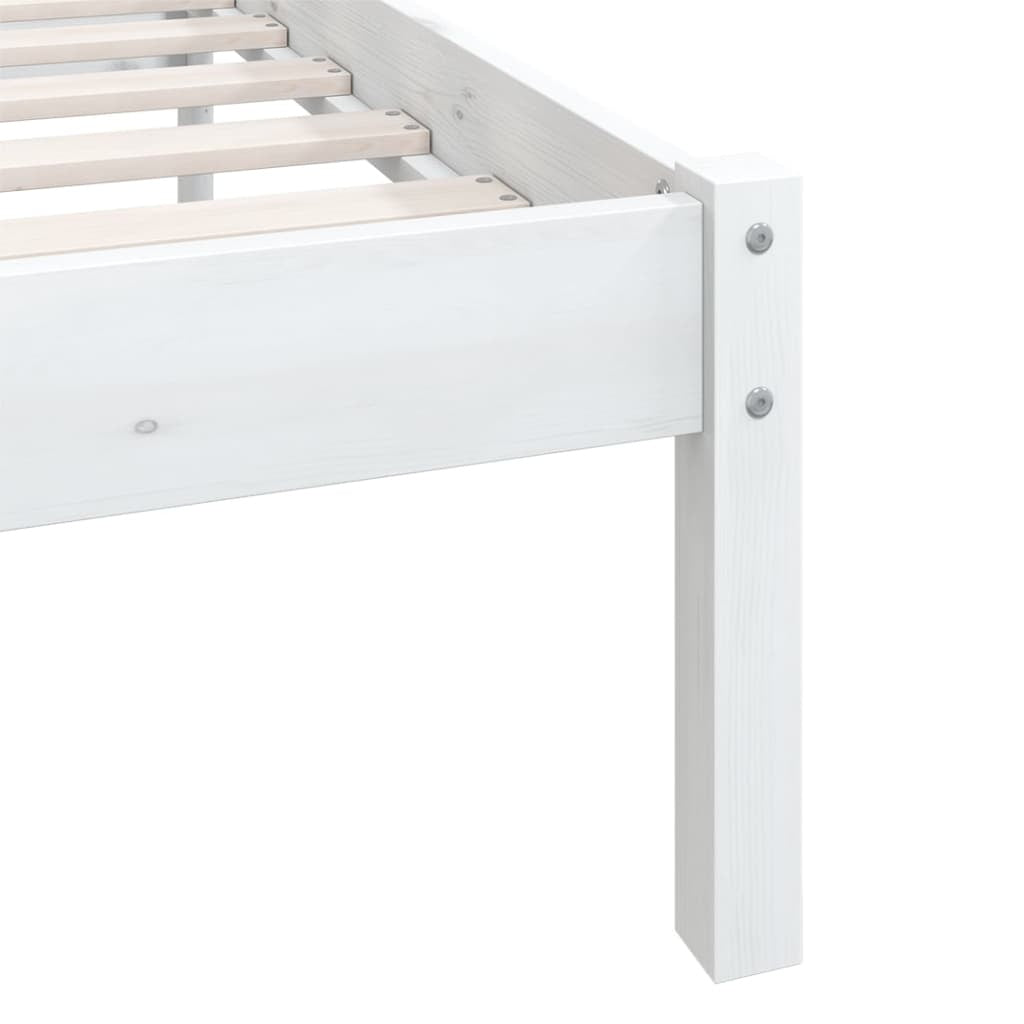 vidaXL Bed Frame without Mattress White Solid Wood Single