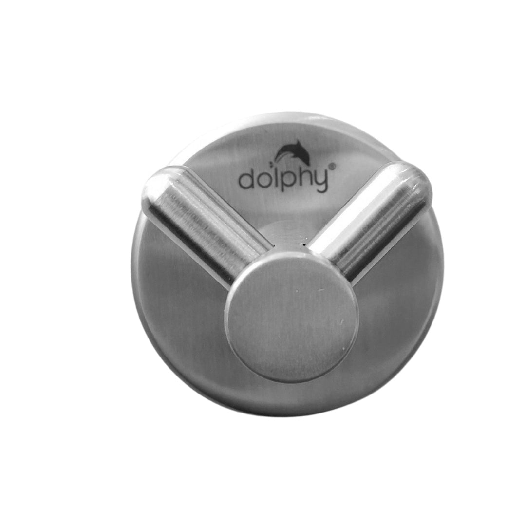 Dolphy Double Robe Hook – Brushed Stainless Steel Wall Mount, 50x50mm, Rust-Resistant, Concealed Screw Fix
