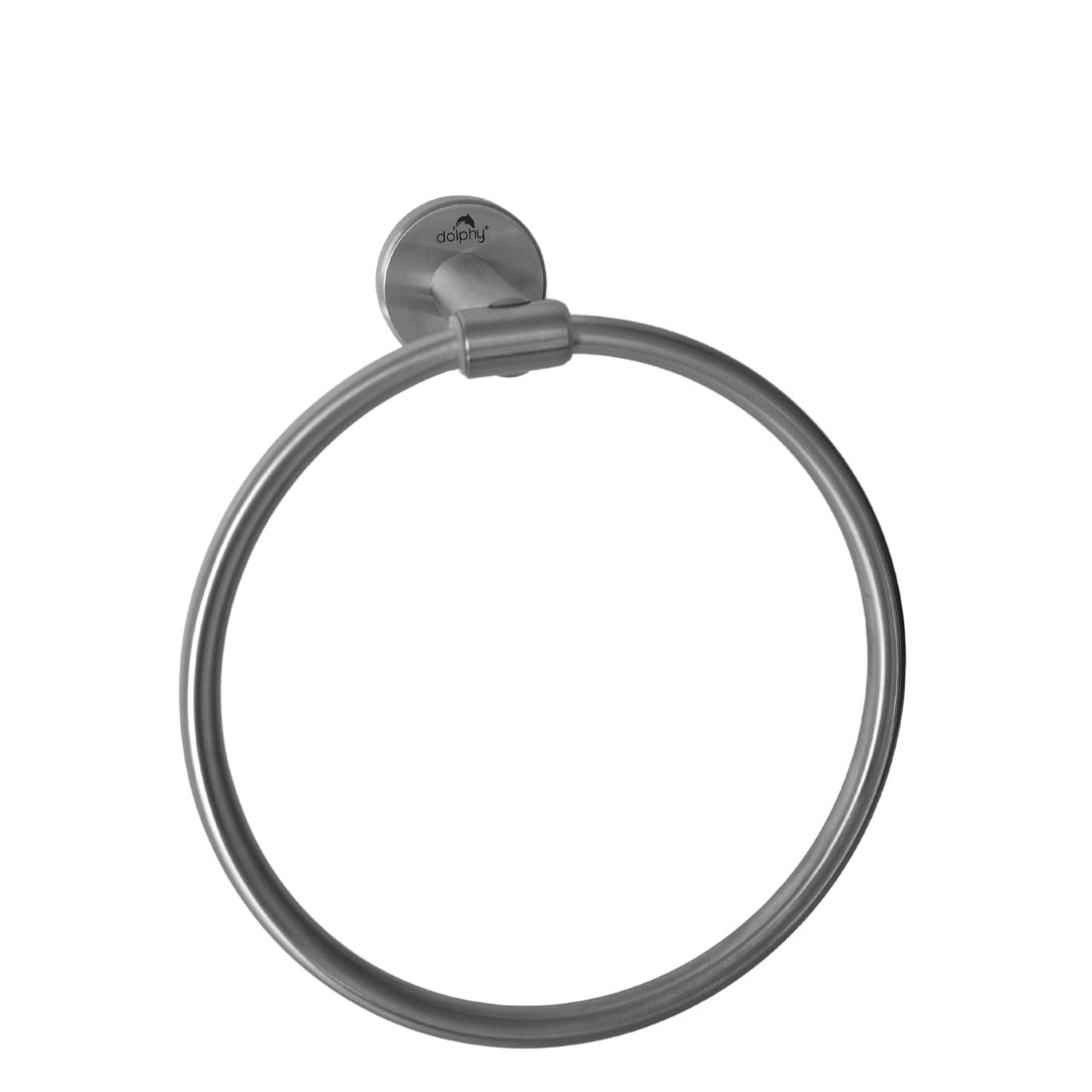 Dolphy Round Hand Towel Ring – Brushed Stainless Steel Wall Mounted Bathroom & Kitchen Towel Holder, Durable & Stylish Design