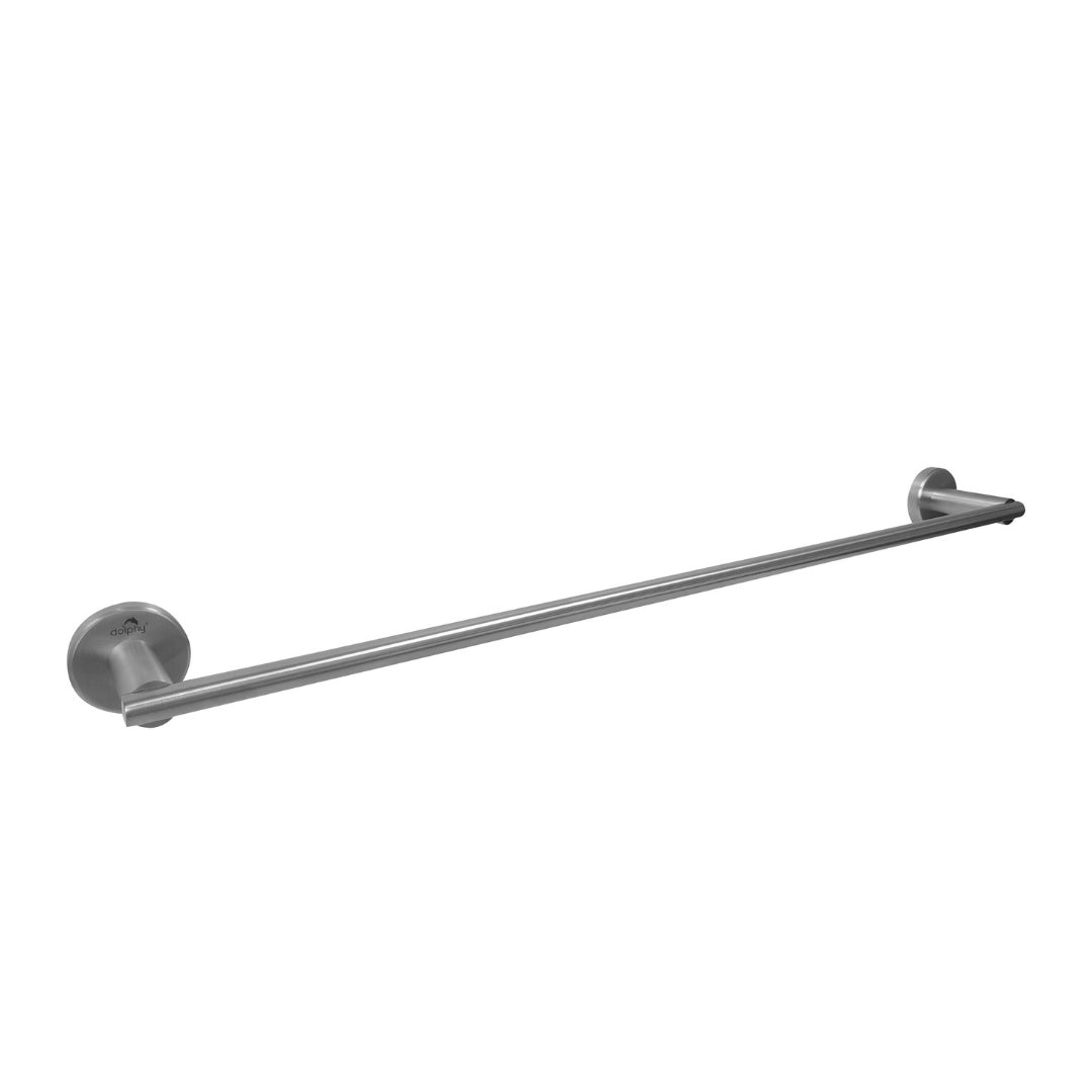 Dolphy Stainless Steel Single Towel Rail – Brushed Finish, Wall Mounted Bathroom Towel Bar, Durable & Modern Design for Home and Commercial Use