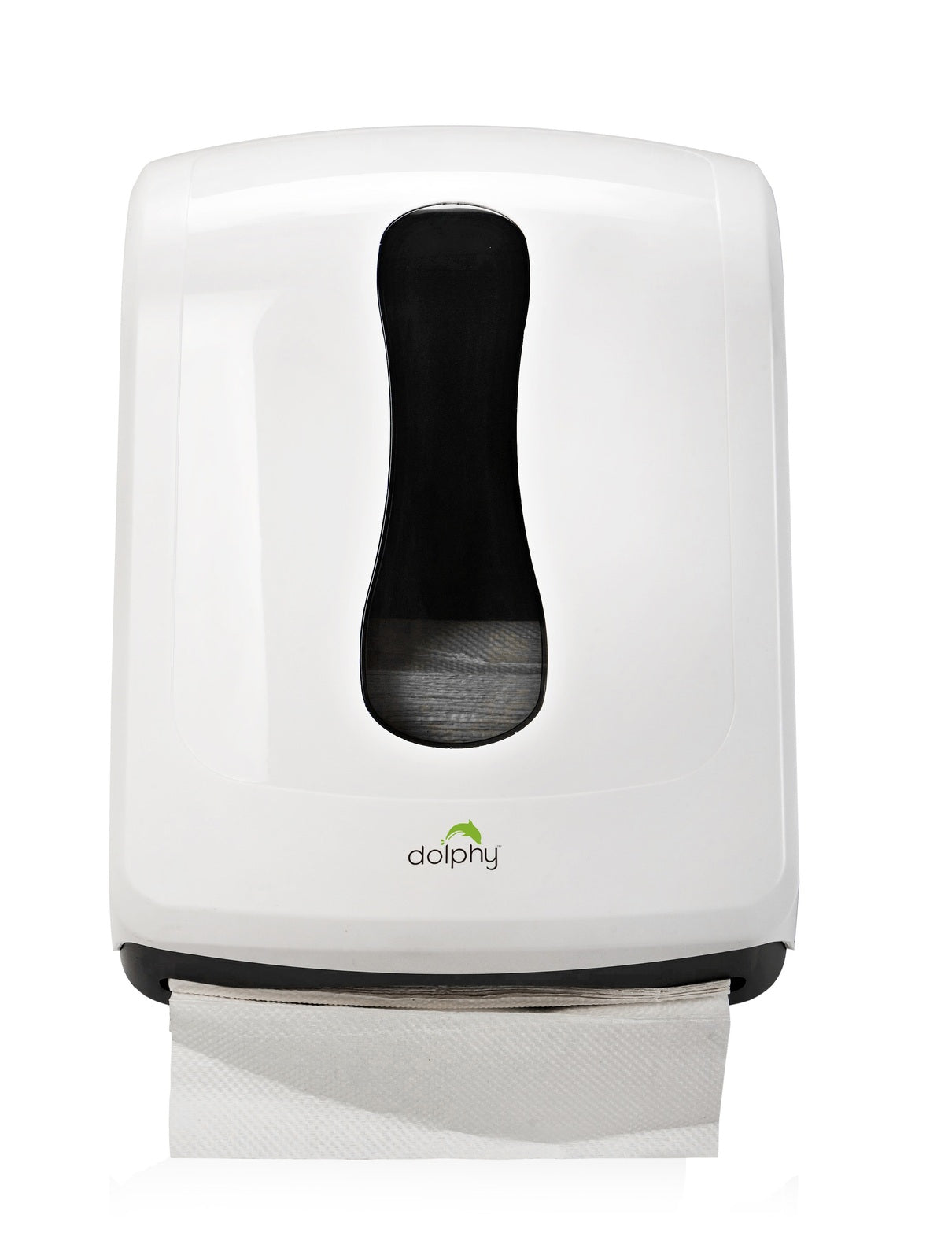 Dolphy Slimline ABS Paper Towel Dispenser – White, Wall Mounted with Key Lock, High Capacity for M-Fold & Z-Fold Towels, Ideal for Bathrooms & Commercial Use