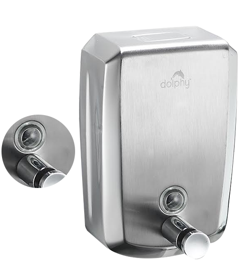 Dolphy 1000ml Manual Stainless Steel Soap Dispenser – Silver, Wall Mounted, Multi-Liquid Compatible for Bathrooms, Kitchens & Commercial Use