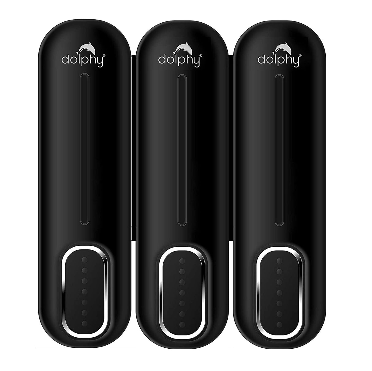 Dolphy Wall Mounted Soap Dispenser 300ml – Pack of 3, ABS Plastic, Multi-Compatible, Manual Push Dispenser – Black