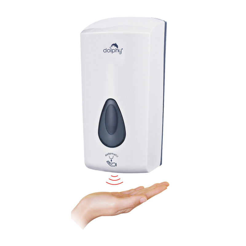 Dolphy Automatic Touch-Free Soap & Sanitiser Dispenser 1000ml – White ABS, Infrared Sensor, Refillable Design for Hygienic Liquid Dispensing in Commercial & Home Use