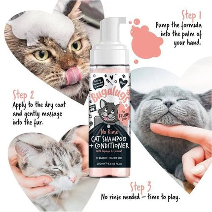 Bugalugs 200ml No Rinse Cat Shampoo And Conditioner